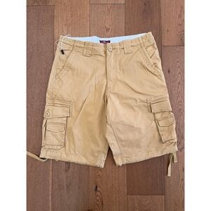 Match Cargo Shorts Mens 35 Tan Khaki Excellent Multi Pocket Utility Drawstring
